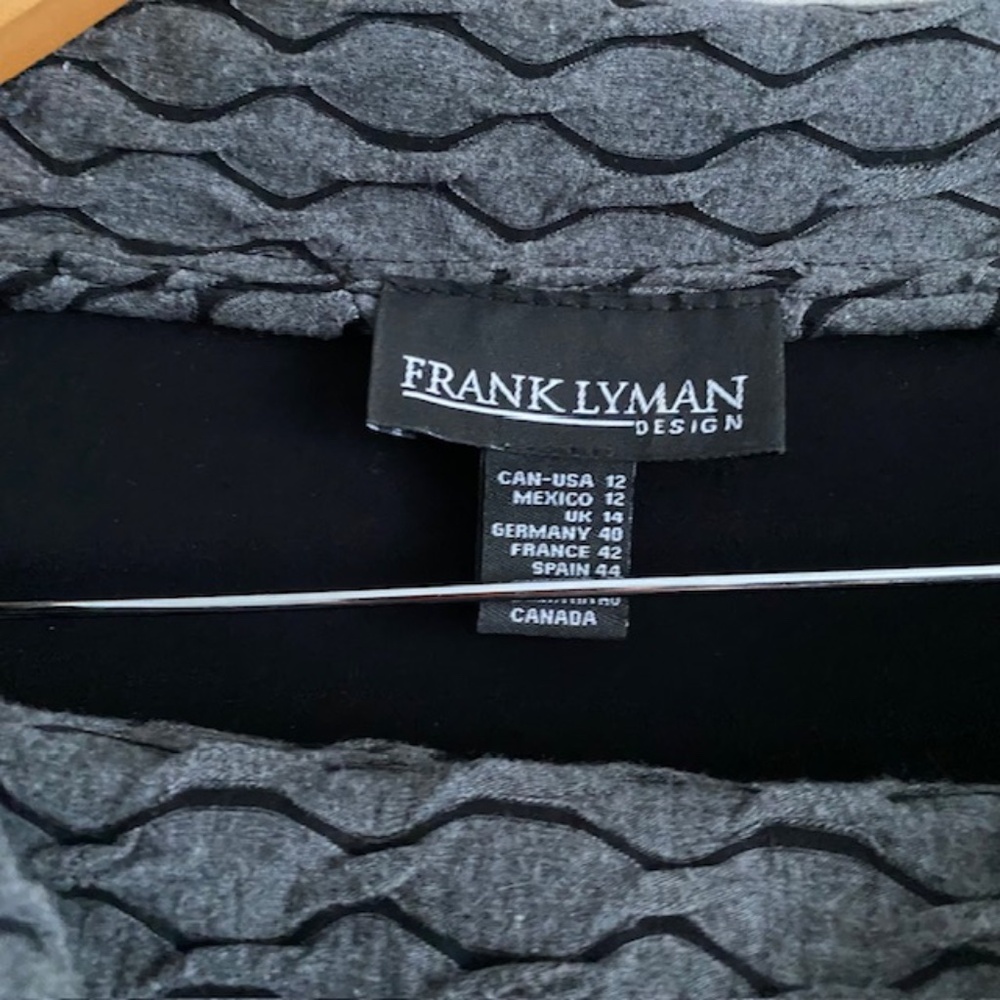Frank Lyman Black and Gray Cowl Neck Sweater with Unique Two-Tone Design Size 12 - Picture 3 of 6